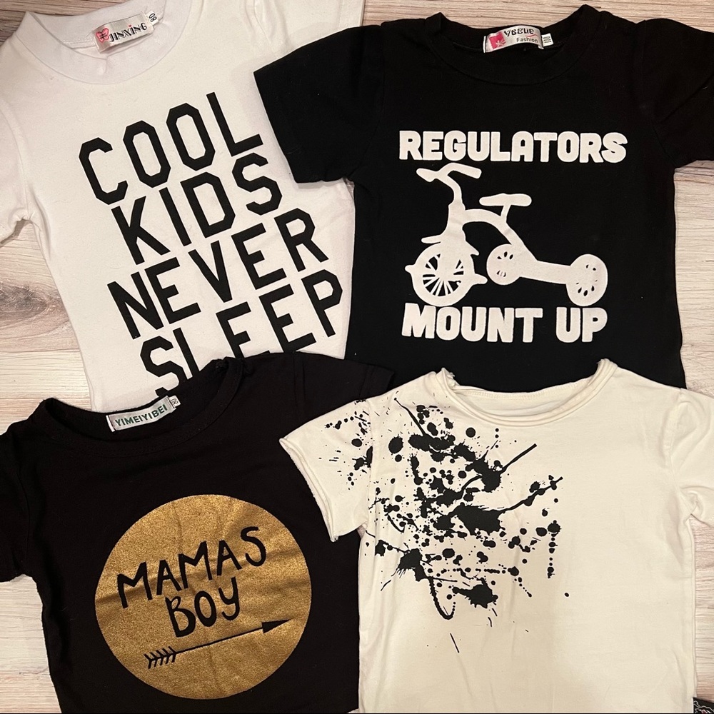 4 Trendy Boys T-shirts for Baby and Toddler 12-18m